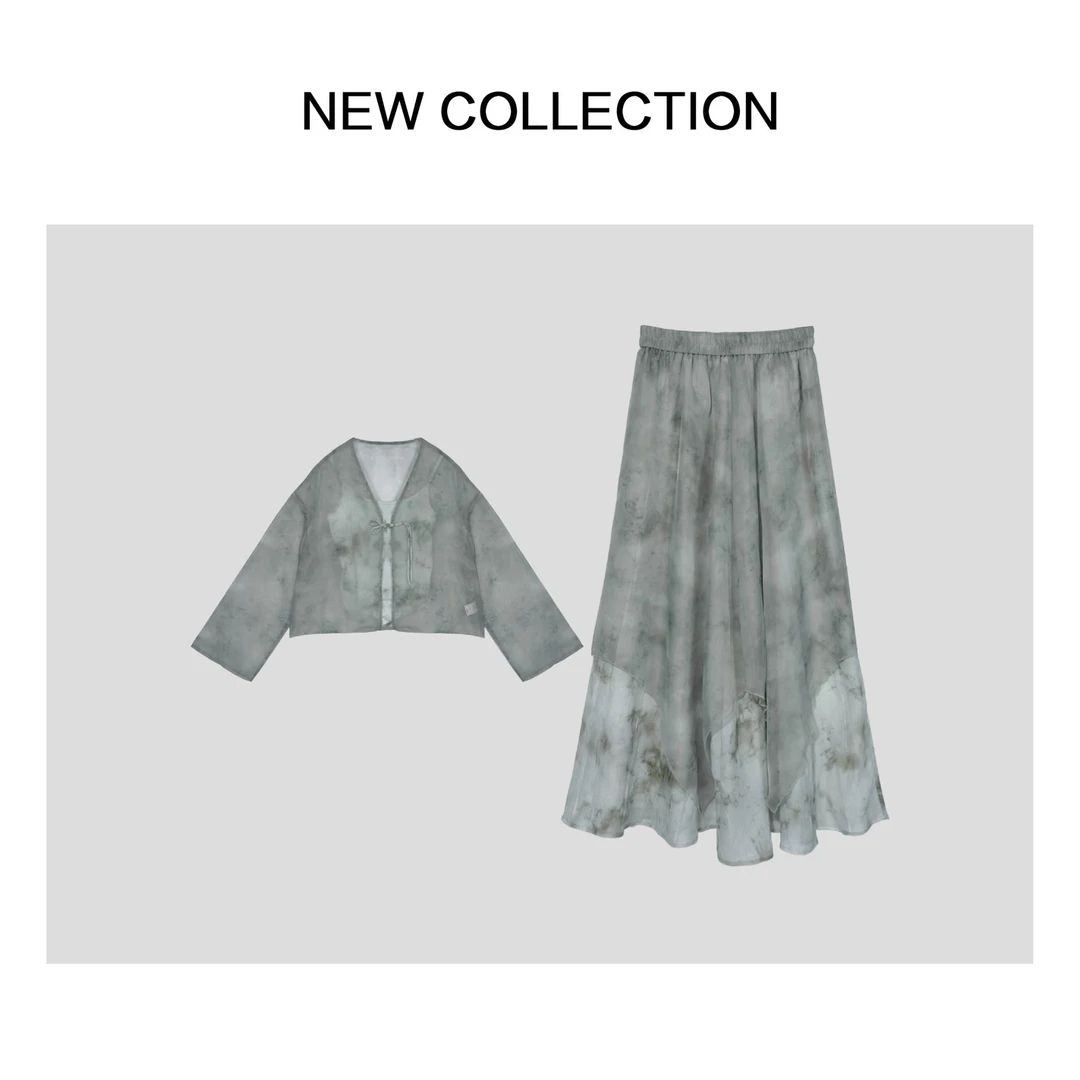 【小依专享】D3F28110女士夏季时尚中国风连衣裙套装-8110