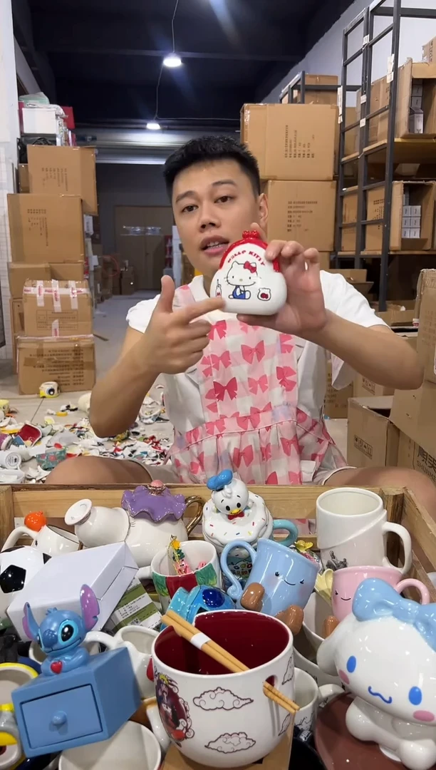 瓷片kt猫钱包造型钱罐