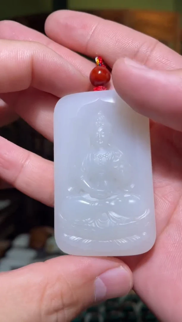 和田玉未镶嵌颈饰观音55g