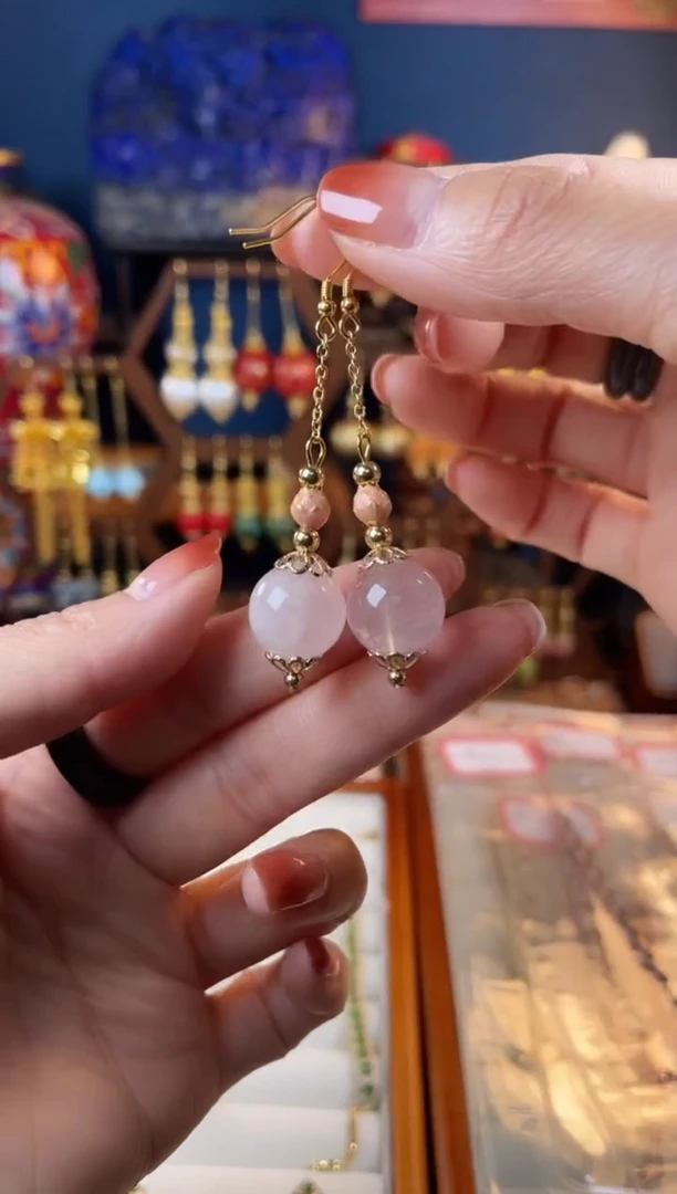 【闪购商品】水晶耳饰银S925镀金镶嵌莲花设计师款耳钩