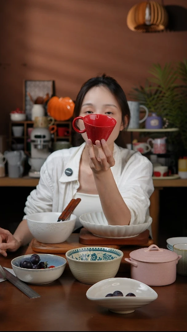 杯红色圆耳水杯微瑕  凑满20发货
