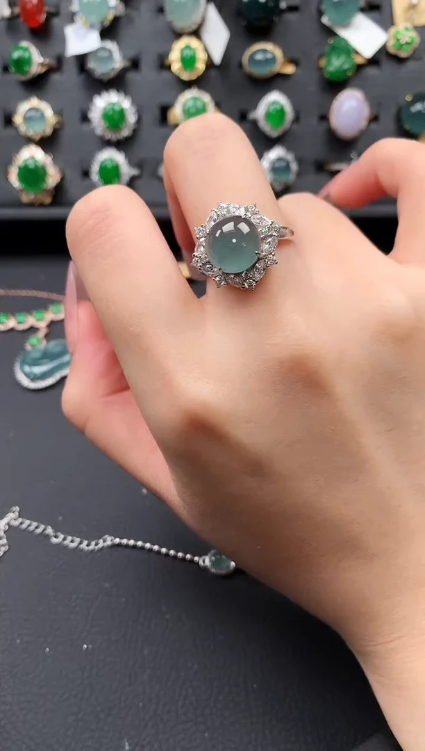 【闪购商品】翡翠戒指银S925镶嵌634124