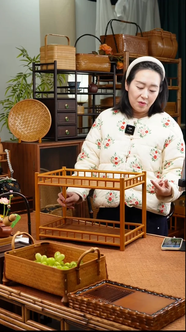 【闪购商品】小满】茶棚竹丝二层烟熏色全围茶架
