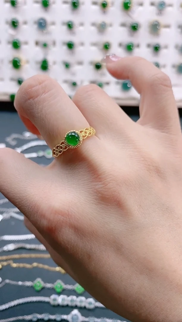 【闪购商品】翡翠戒指银S925镶嵌天然翡翠