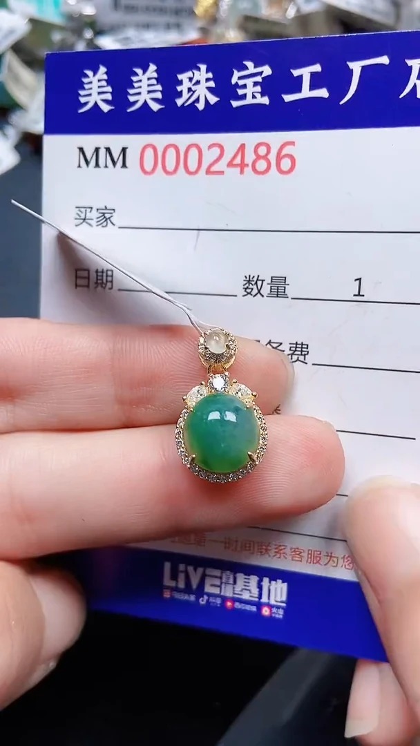 颈饰银S925镶嵌翡翠2486