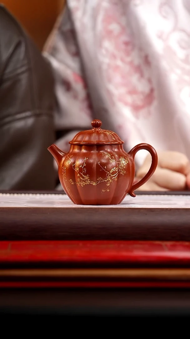茶壶紫砂朱泥筋纹宫灯160cc