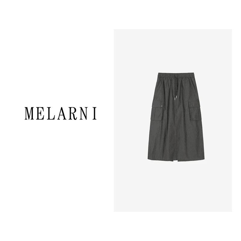 【MELARNI】时尚舒适简约系带百搭休闲半身裙MLN10926
