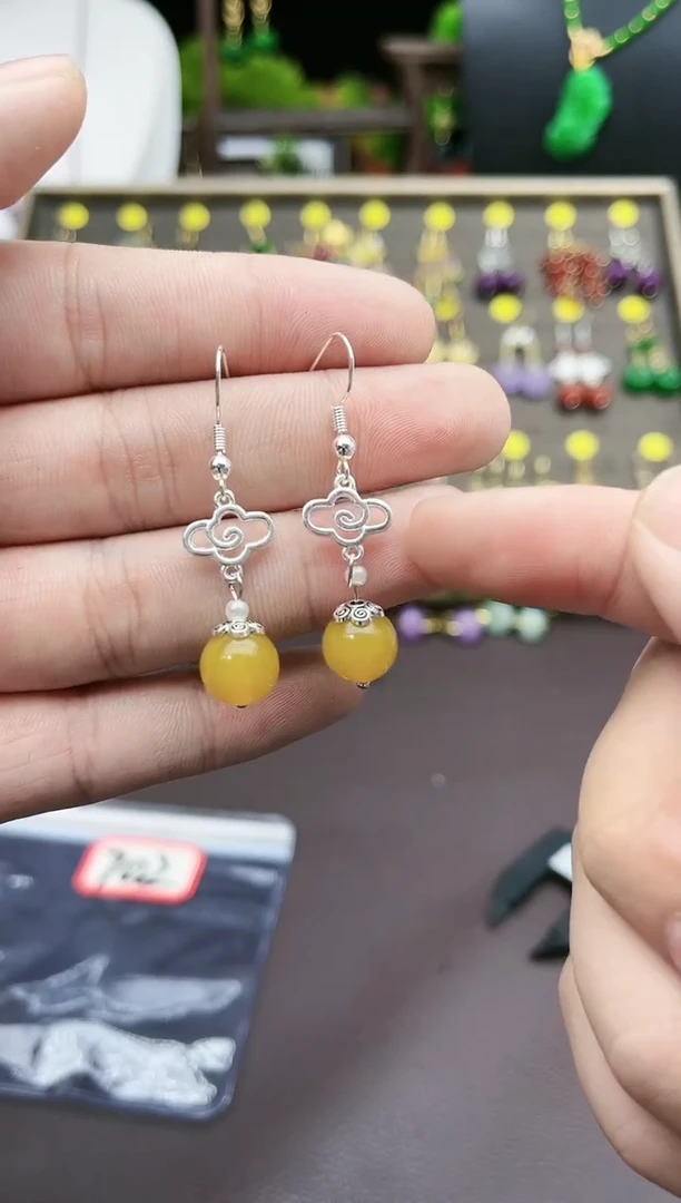 【闪购商品】玛瑙/玉髓耳钉银S925镶嵌702000