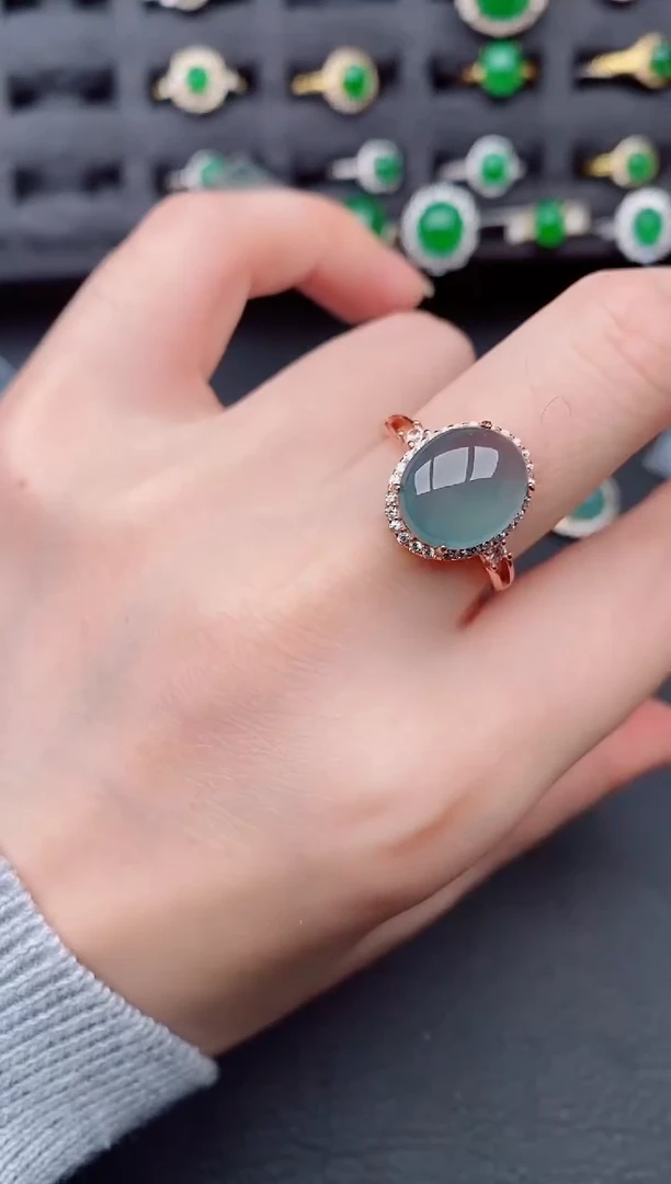 银S925镶嵌戒指翡翠天然a货翡翠292