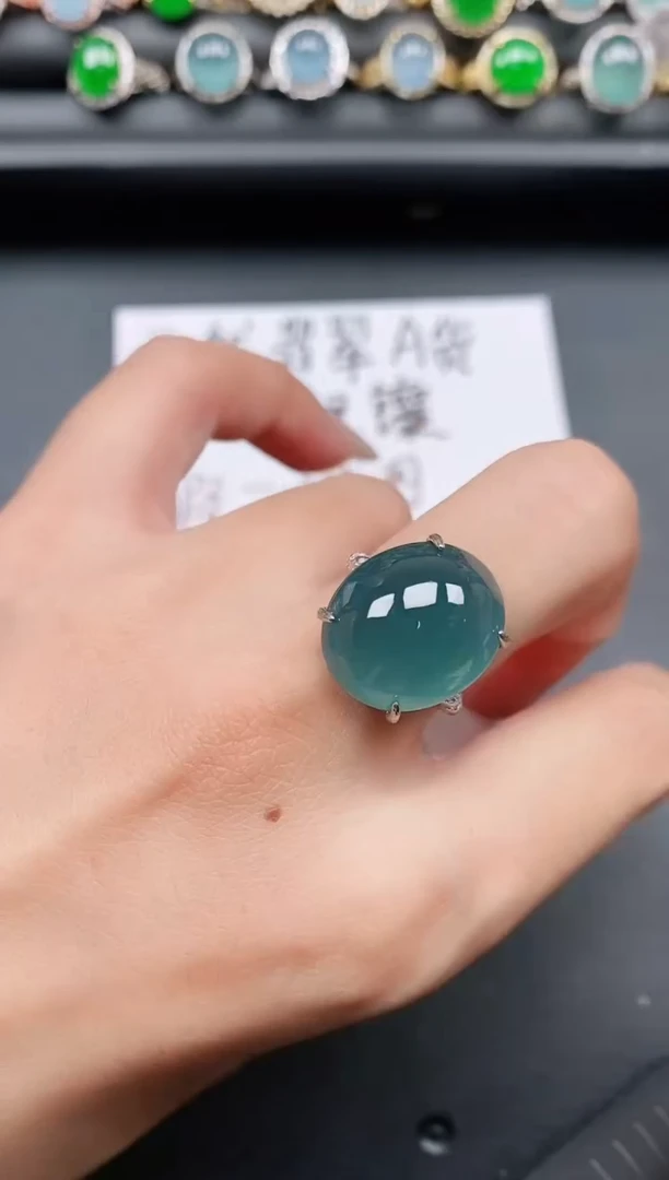 翡翠戒指银S925镶嵌111