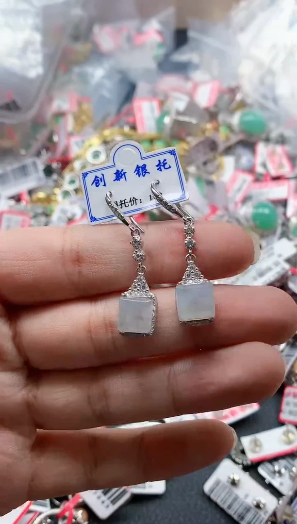 银S925镶嵌戒指翡翠天然A货缅甸翡翠