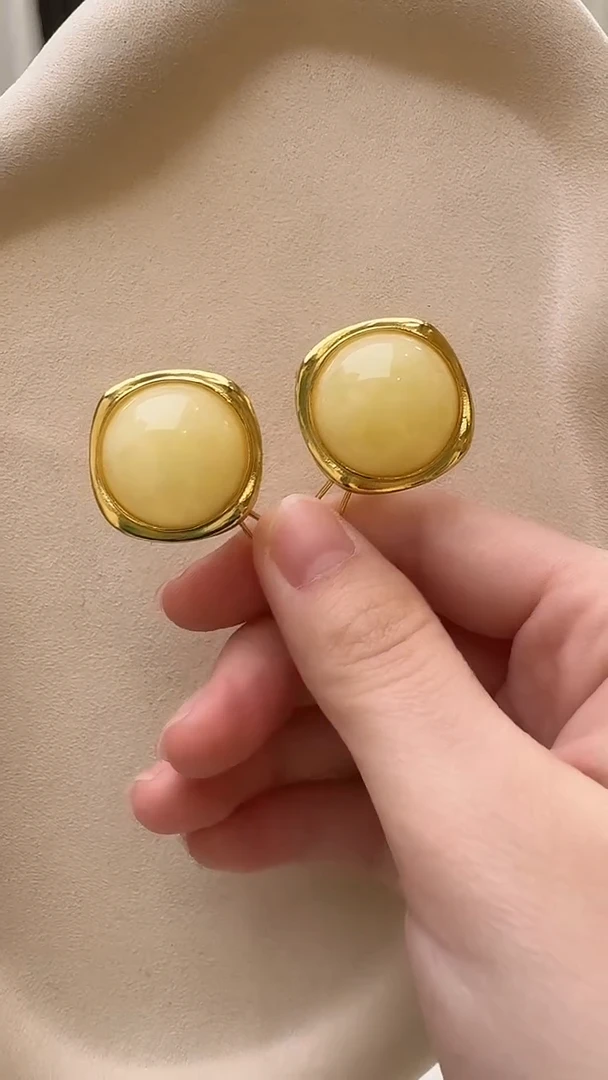 琥珀未镶嵌耳饰耳环