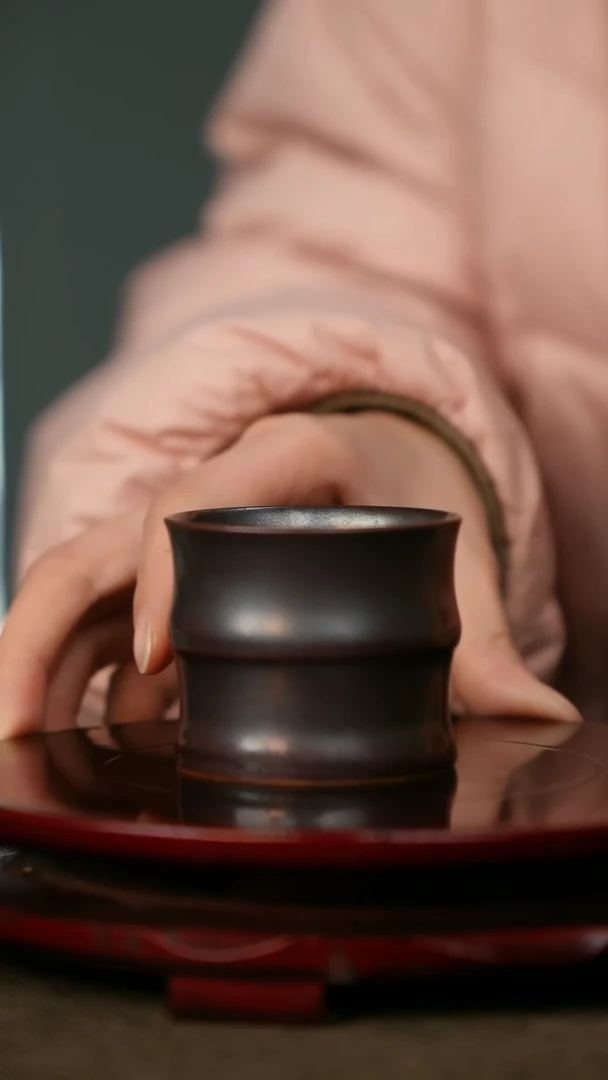 全品 紫金 竹节杯 带底款