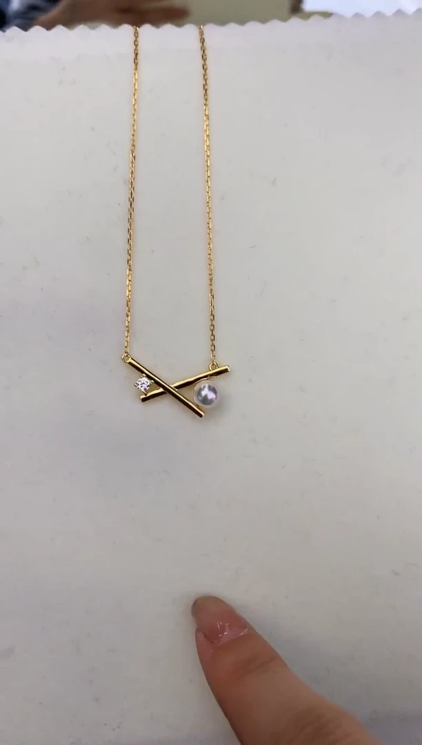 银S925镶嵌DA海水珍珠 akoya套链 GD053