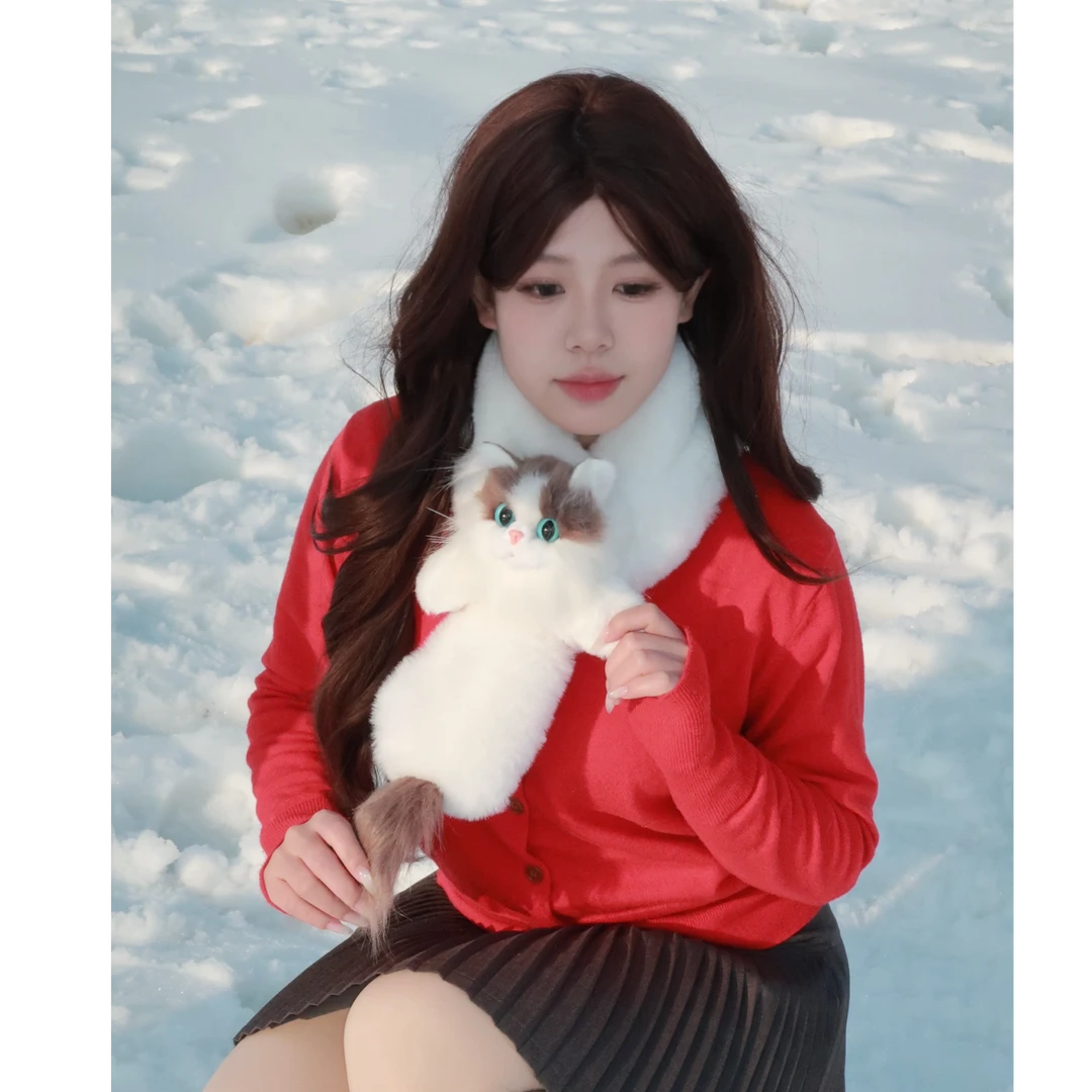 兽道仿真猫【围脖手套耳套发箍】秋冬高档可爱生日跨年新年仿真猫咪