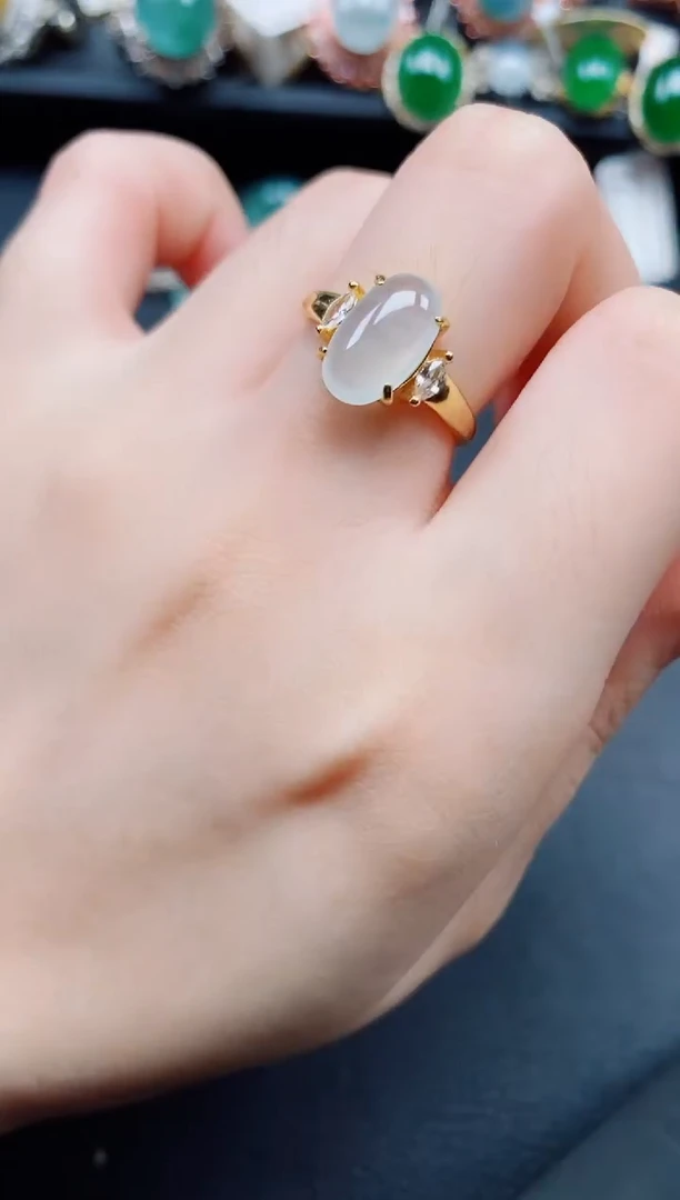 银S925镶嵌戒指翡翠翡翠