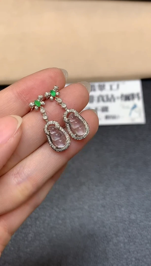 18K金镶嵌翡翠耳饰【24小时鉴赏期】福豆【无服务费