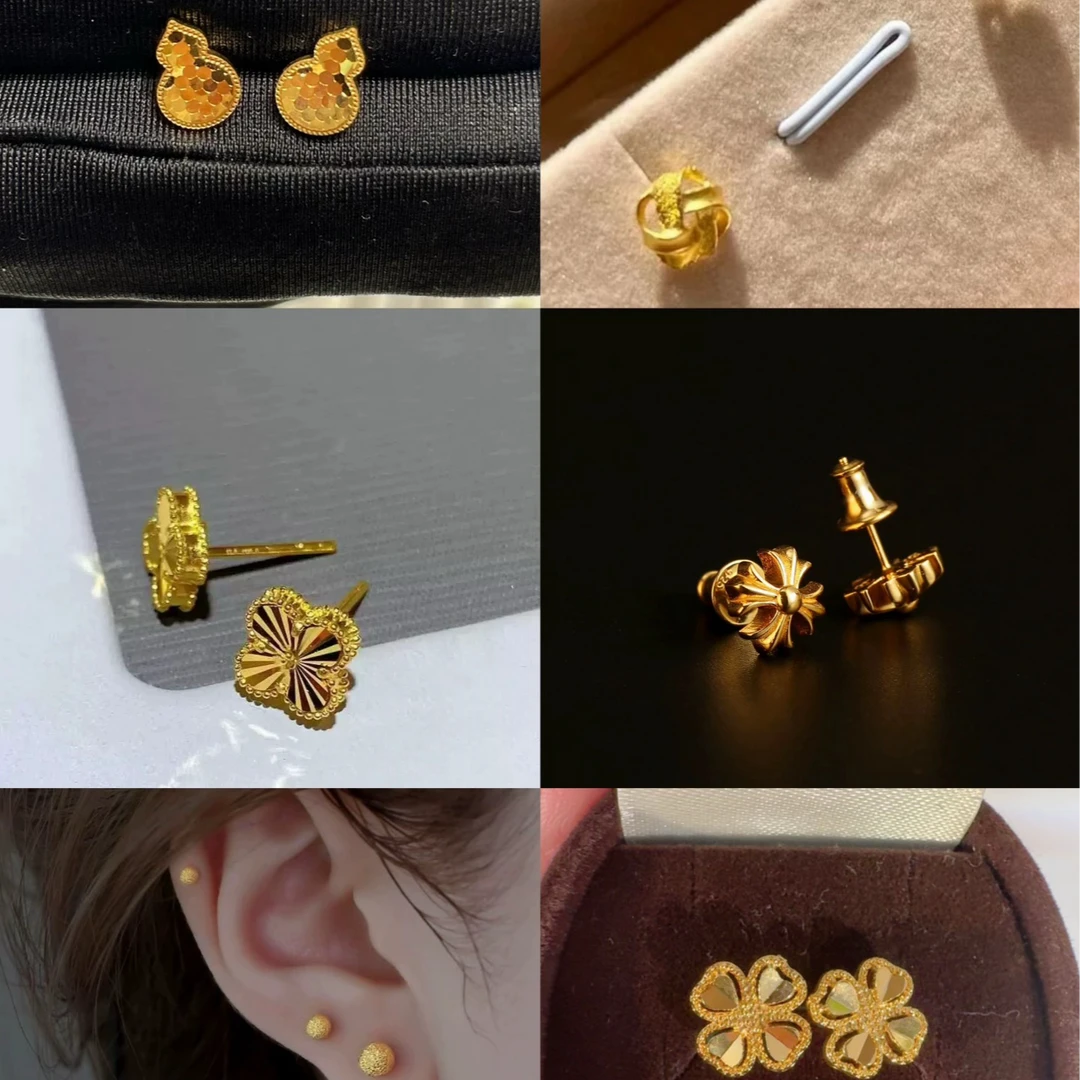 铜合金耳饰 【DING Design】简约小巧碎冰冰葫芦耳钉DD 10127