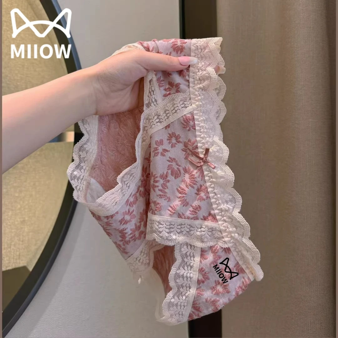 猫人2025新款少女蕾丝内裤女款纯棉裆舒适透气无痕收腹提臀短裤女