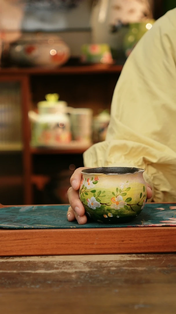 瓷片景德镇纯手工釉下彩精品茶具水杯