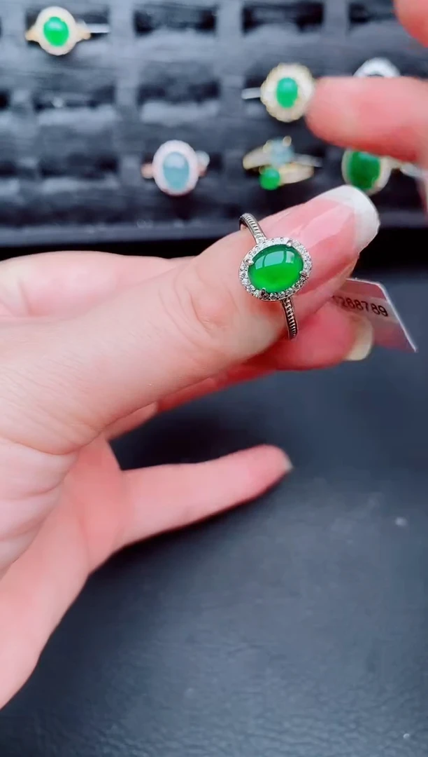 翡翠戒指银S925镶嵌天然a货翡翠211