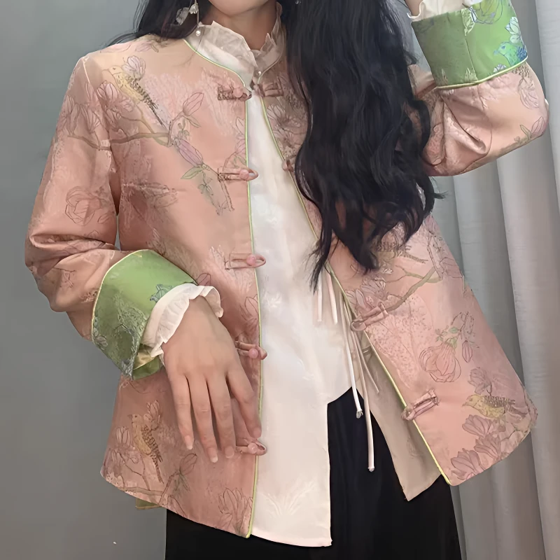 提花贵气减龄唐装外套女2025年春季新款改良洋气旗袍扣复古上衣