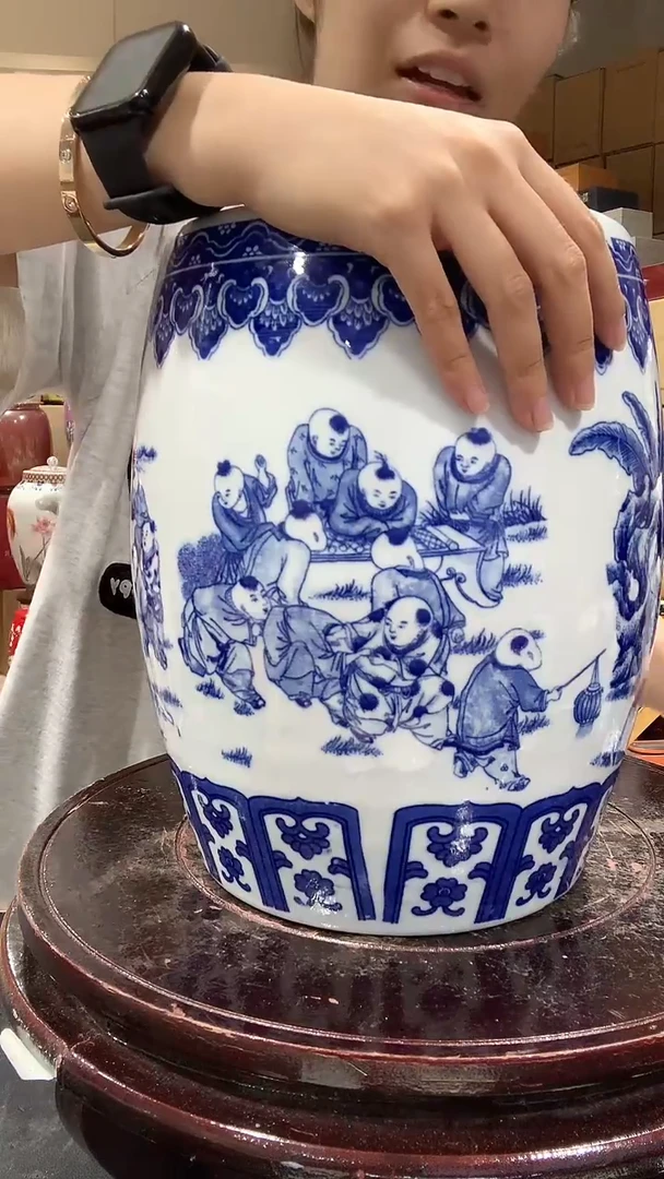摆件景德镇百子图米缸十斤