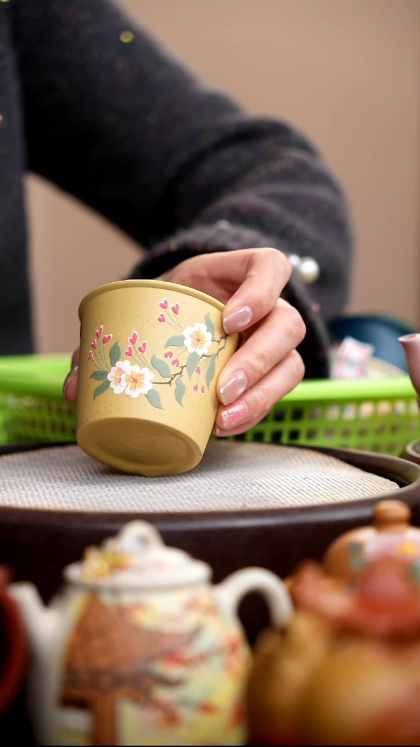 茶壶紫砂本山段大直口杯海棠花