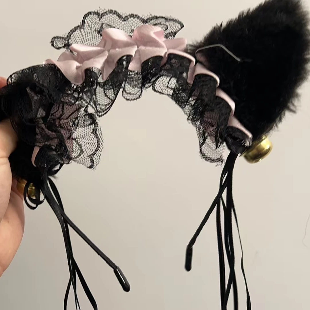 【主播同款猫耳朵】黑色和服性感睡衣新款春高级感冰丝蕾丝紫色睡衣