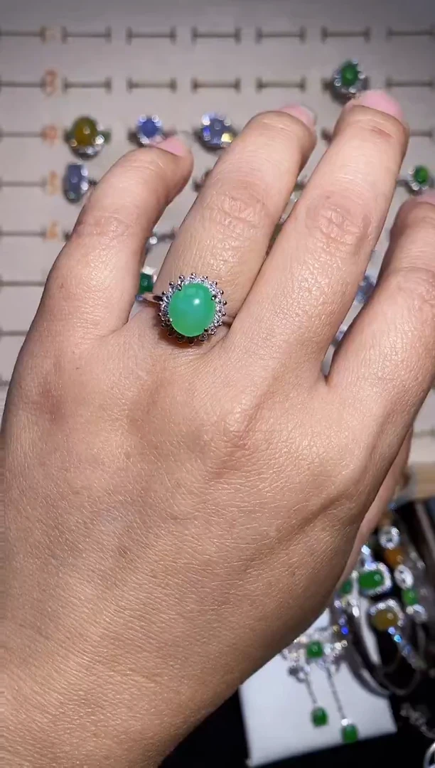 银S925镶嵌戒指翡翠戒指