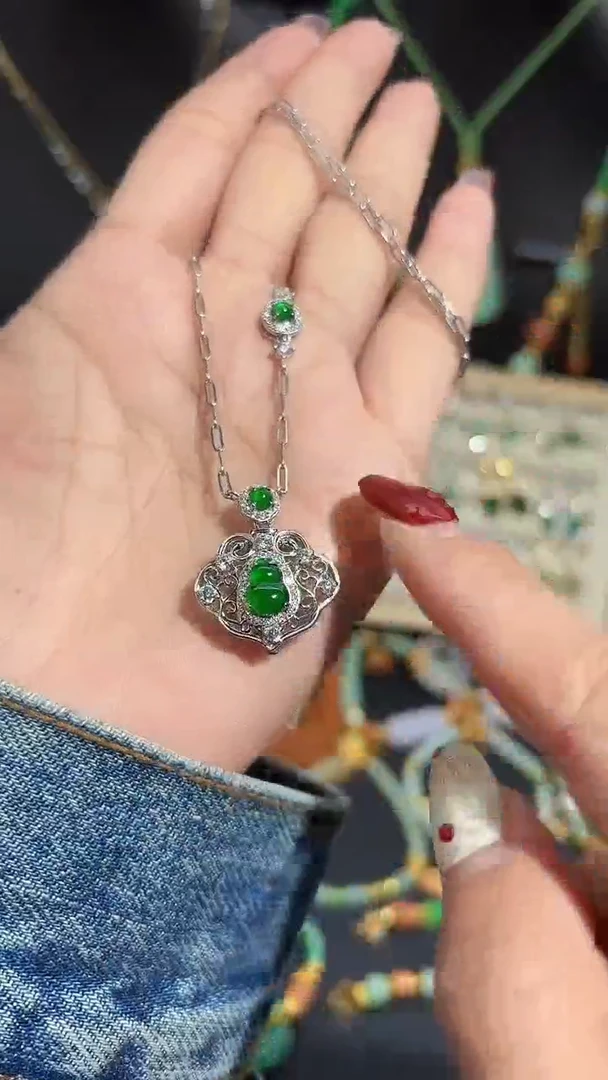 【闪购商品】翡翠颈饰银S925镶嵌蛋面/支持复检/一件