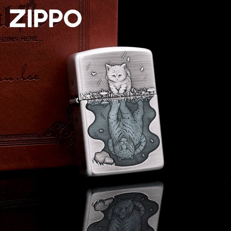 ZIPPO正品打火机/熏银拉丝【心有猛虎】盔甲雕刻DY9912FD【鹰皇