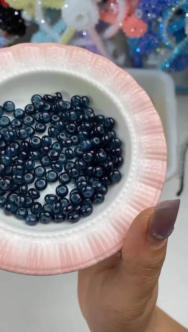 玻璃0437卡6算盘珠150颗墨蓝色