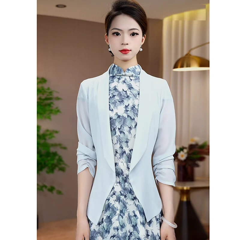 夏季防晒披肩短款西装领时尚修身显瘦气质防晒衣短款透气外套