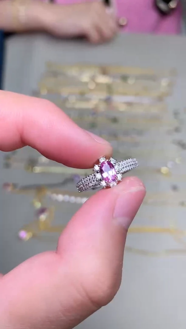 戒指蓝宝石银S925镶嵌戒指