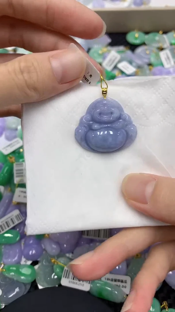 颈饰18K金镶嵌翡翠天然缅甸翡翠A货