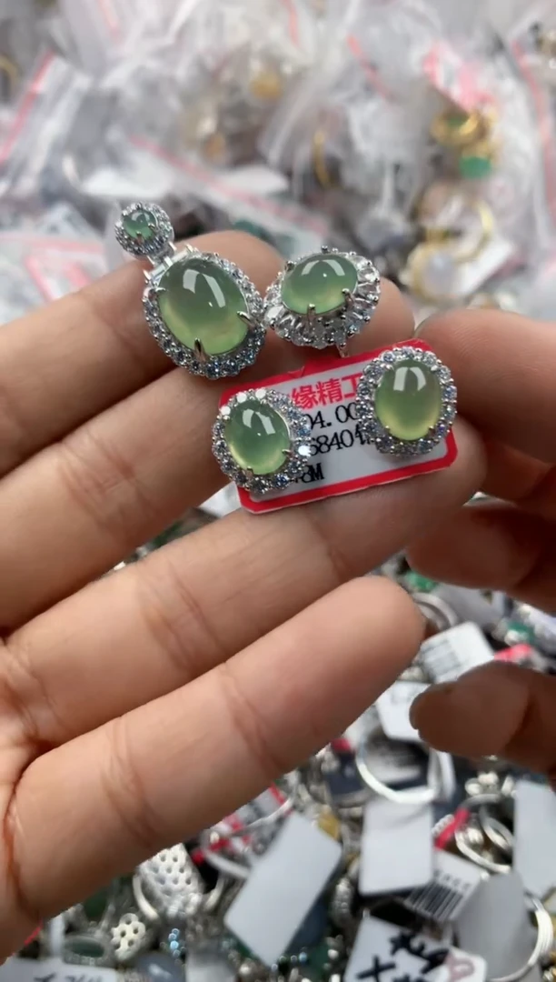 银S925镶嵌戒指翡翠999---5