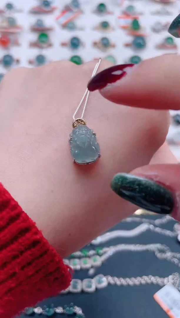 颈饰银S925镶嵌翡翠天然翡翠