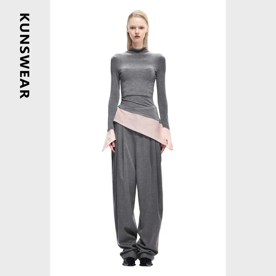 KUNSWEAR/琨丝薇尔25FA 时尚设计感个性褶皱哈伦裤长裤 836005020