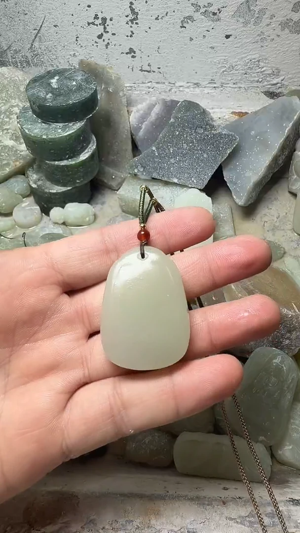 吊坠(不含链)未镶嵌和田玉无事牌0.2