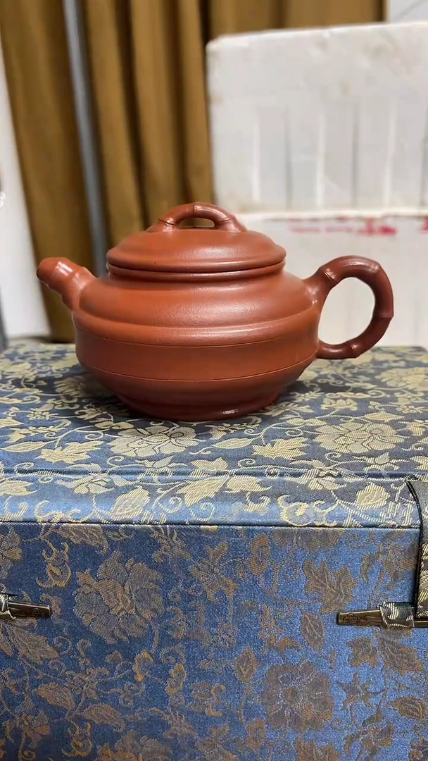 茶壶紫砂朱泥双线竹鼓