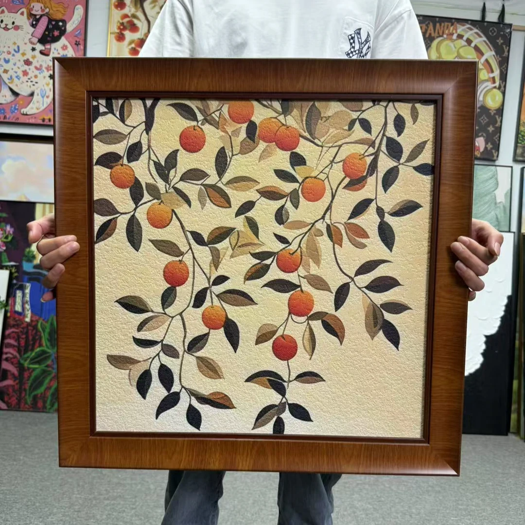 法式风平安果苹果树复古高级感客厅餐厅玄关装饰画6060