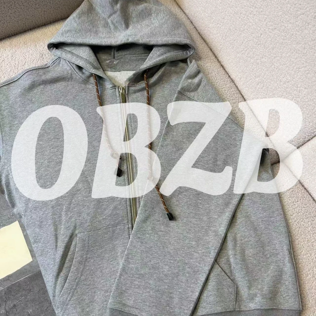OBZB【miu灰色连帽拉链】修身新款宽松舒适百搭休闲5017