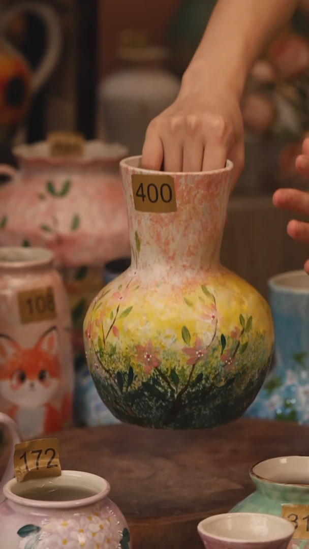 陶瓷400景德镇设计师手作花器摆件侘寂风