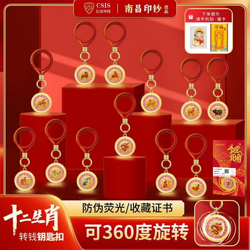 非法定货币十二生肖转转钱钥匙扣/摆件/车挂属你有钱送礼
