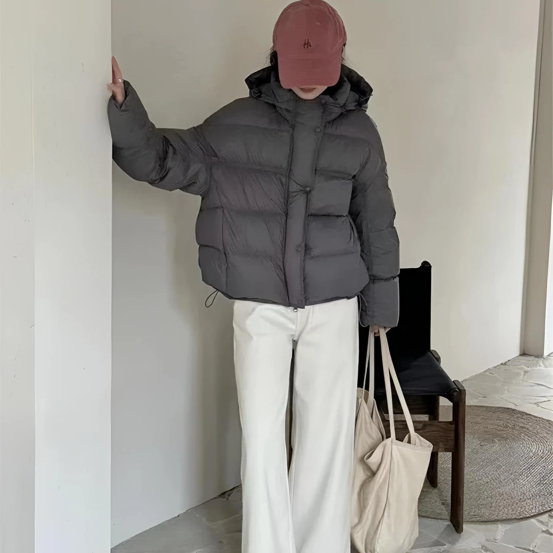 云朵泡芙白鸭绒羽绒服女宽松保暖外套