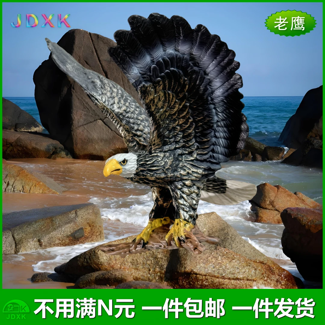 JDXK仿真老鹰海雕白头金雕幼儿园玩具微景观猛禽鸟类动物模型摆件