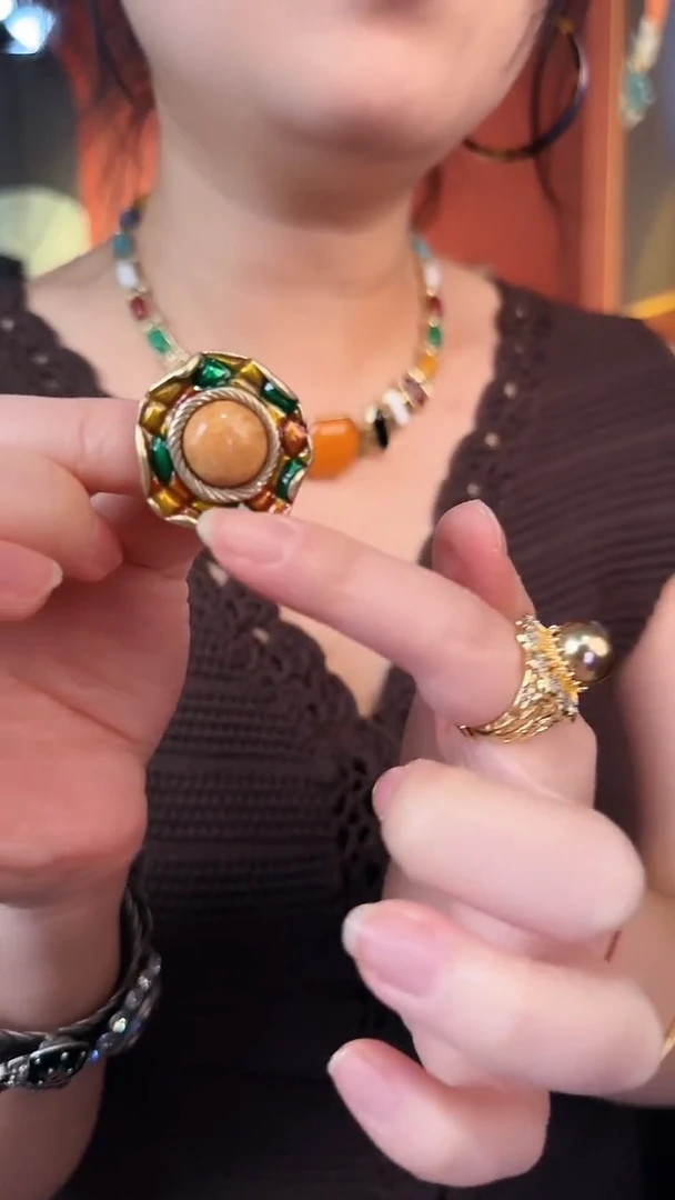 合金无合金无重工复古彩色项链耳针套装