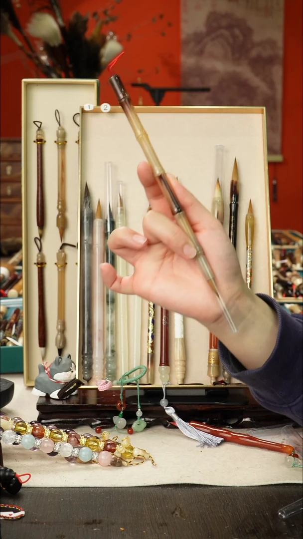 13号孤品高货毛笔链接 清水试笔 蘸墨不退