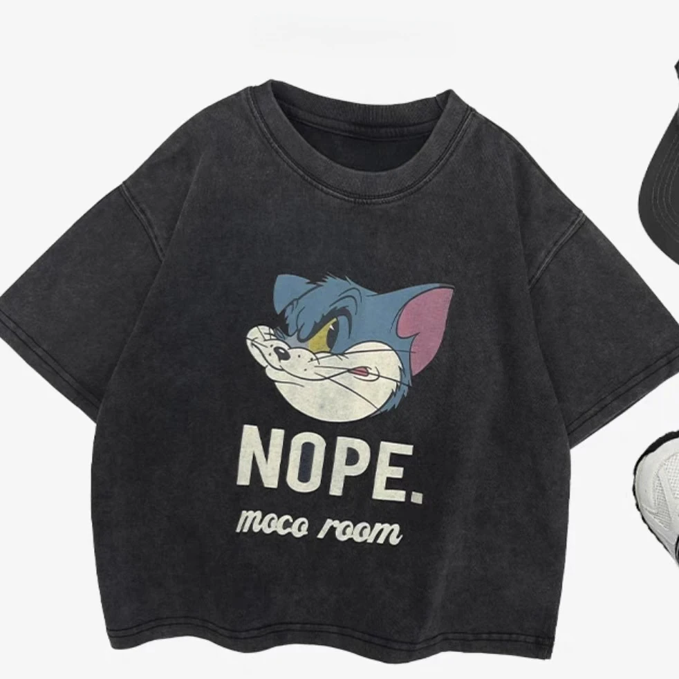 儿童纯棉短袖T恤新男女童夏季卡通印花潮流洋气定宝休闲半袖上衣T